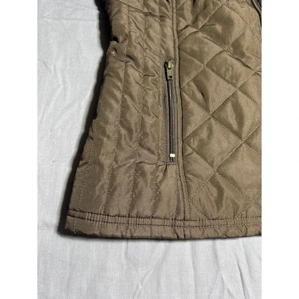 Relativity Quilted Vest Womens Large Brown Good Full Zip Sleeveless Outerwear
